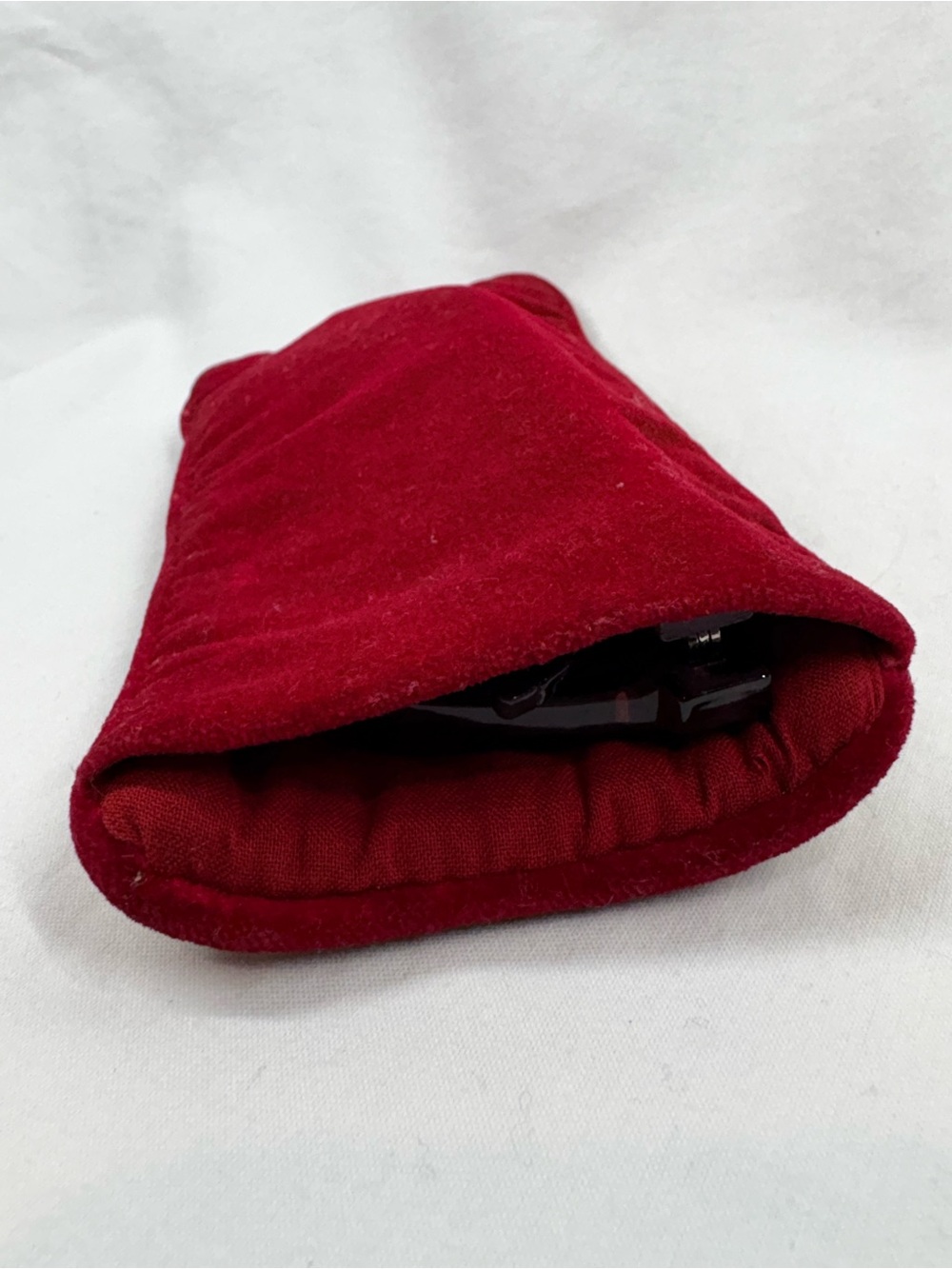 Vintage Stitched Ladybug Eyeglass Case Red Velvet Needlepoint Style